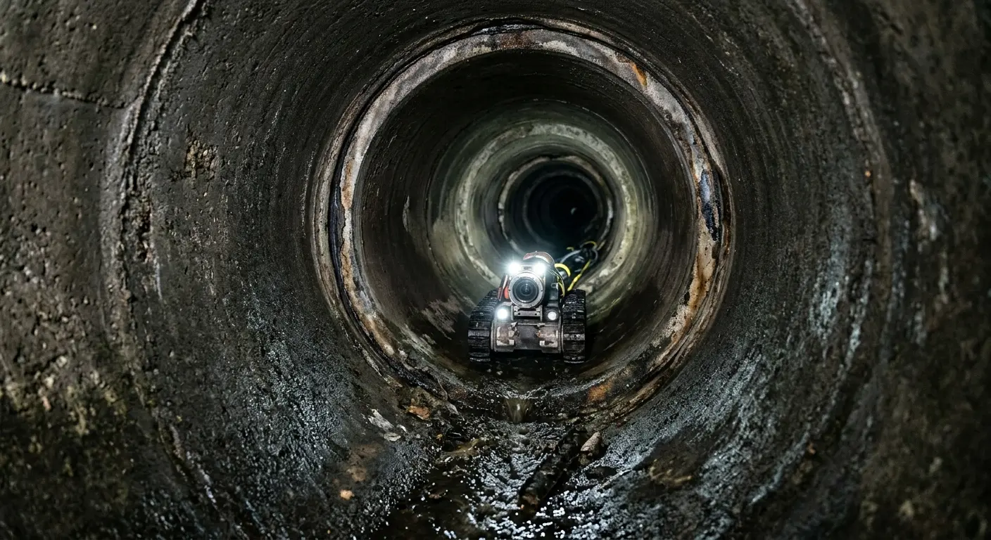 Robotic sewer camera inspecting pipe interior for Sewer Line Repair in Byron